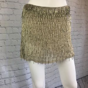Alice + Olivia Stacey Bendet Mini Skirt. Grey/Gold